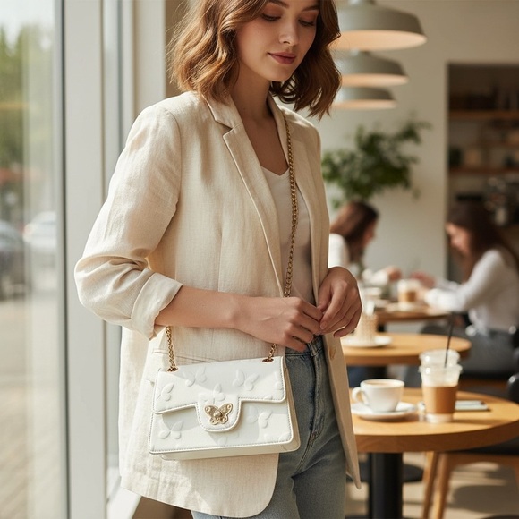 Love Dream Handbags - LOVEDREAM Ivory Jelly Flap Bag Butterflies Double Chains Mini Crossbody R $55